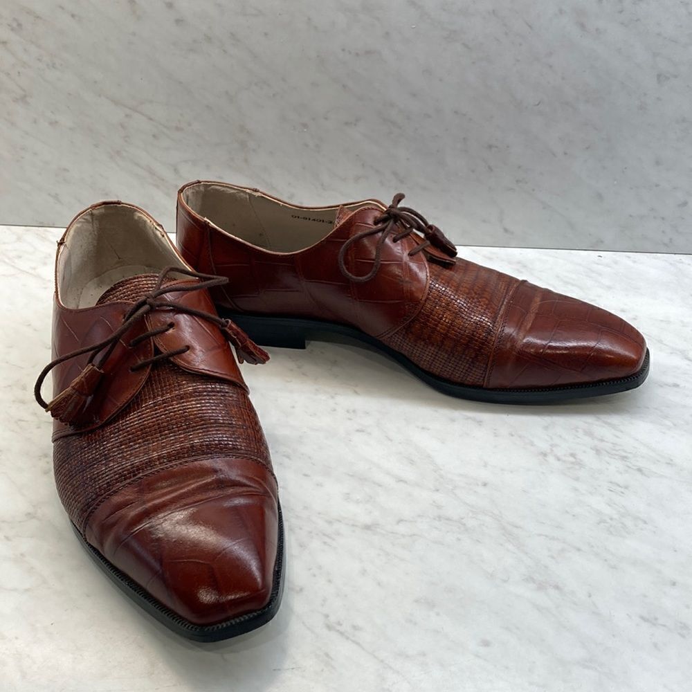 Rodolfo Valentino Men’s Dress Shoes Size 12 Made In Brazil Tie Preowned